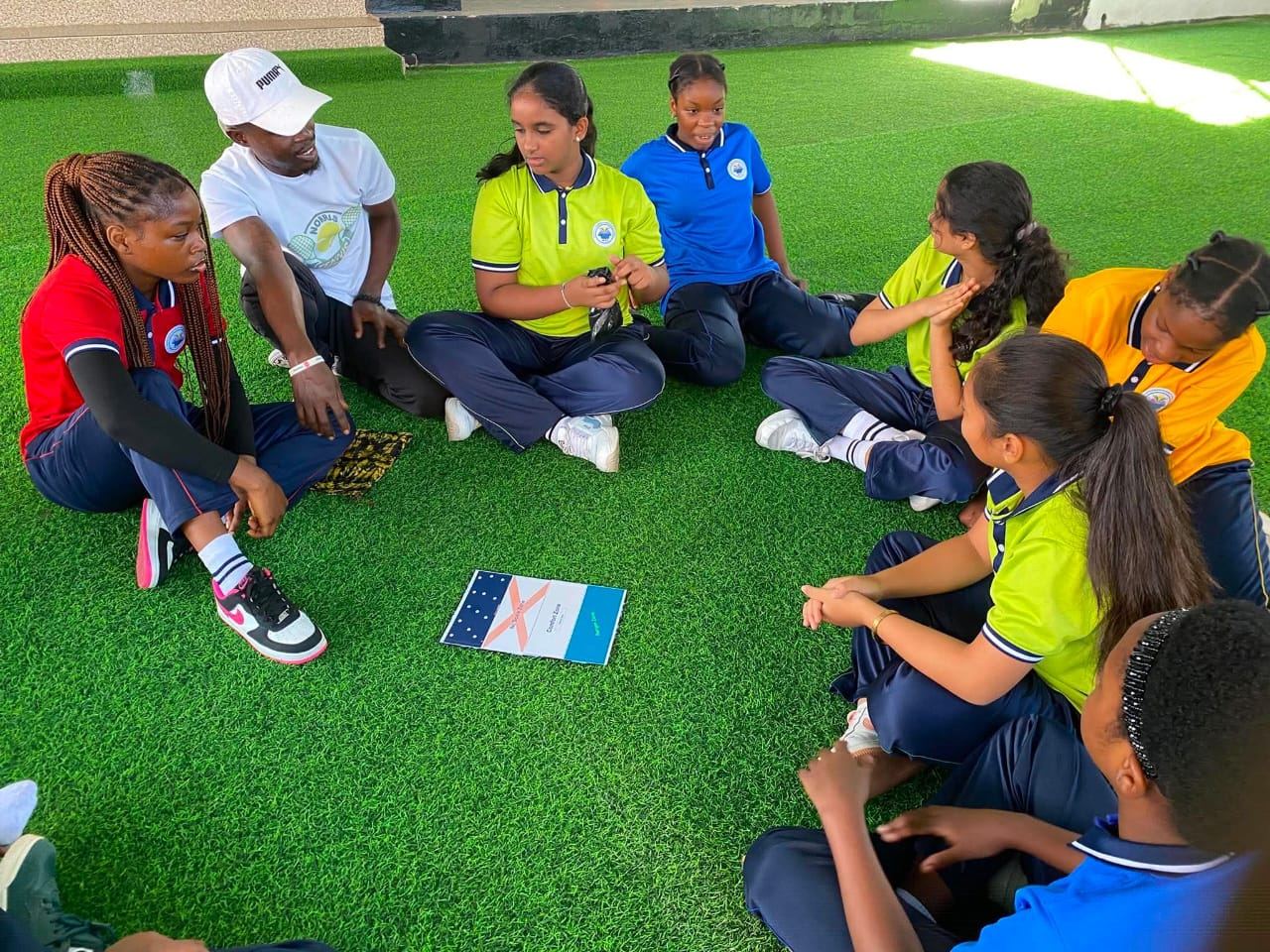 Mat Game coaching session with schoolgirls