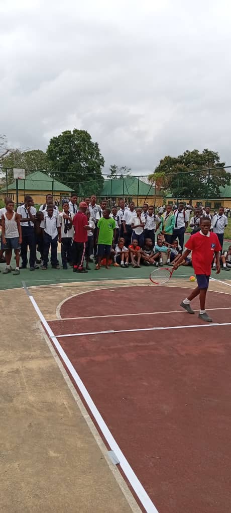 Player mid-rally on court