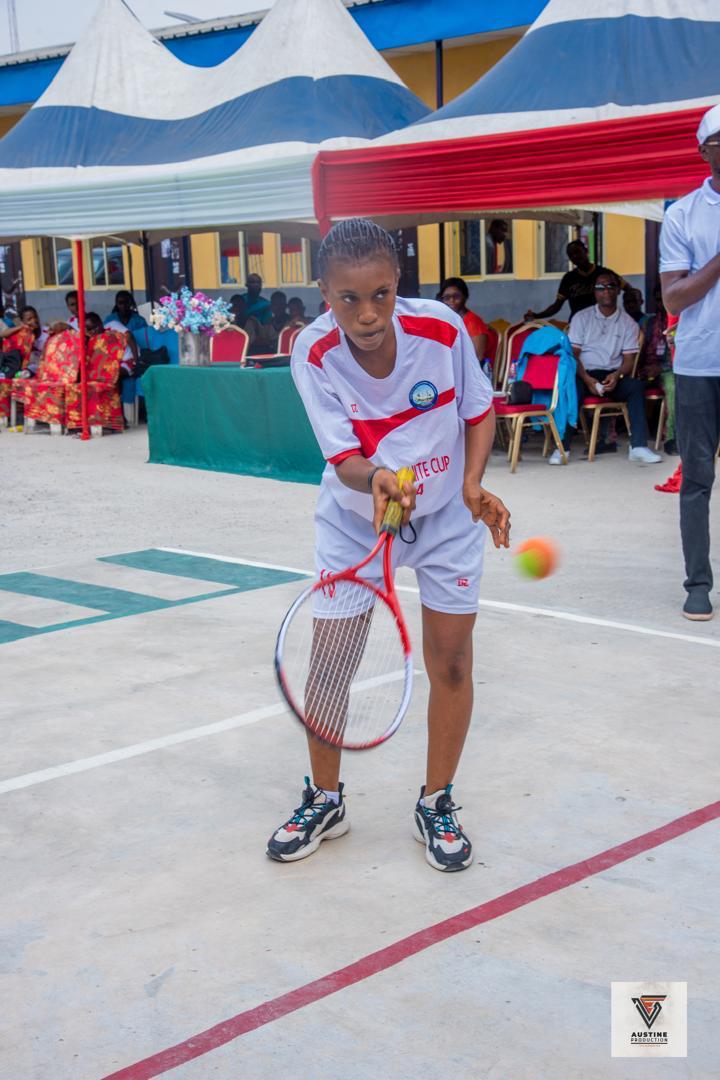 Player serving at the White Cup event