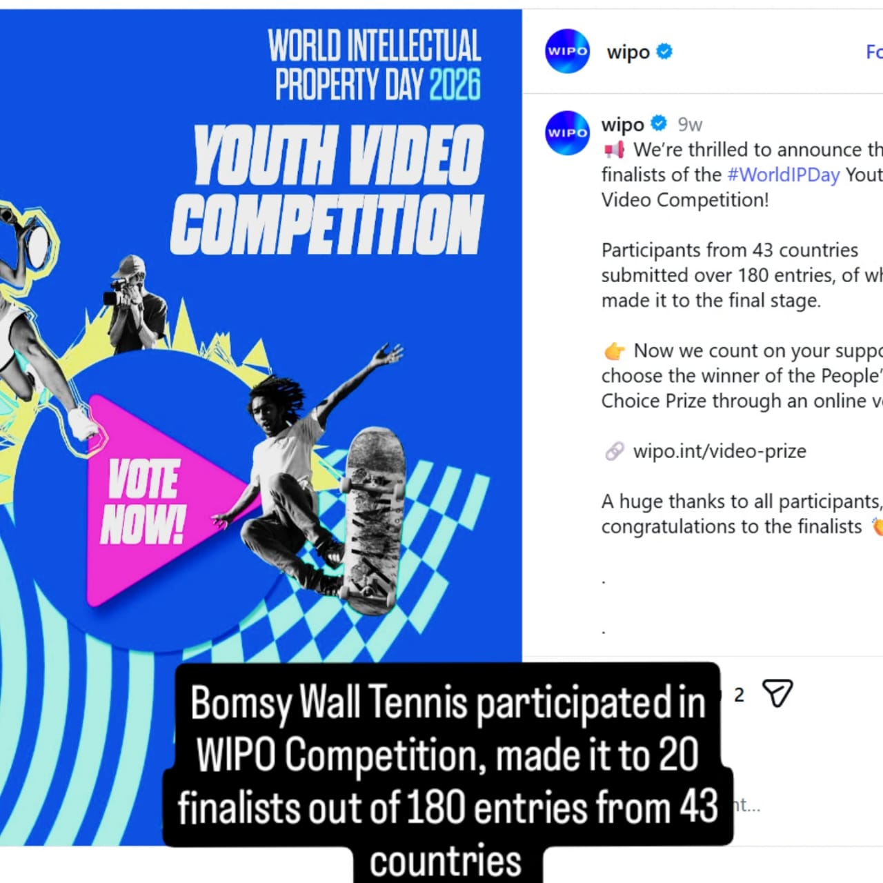 WIPO World IP Day 2026 Youth Video Competition finalist announcement